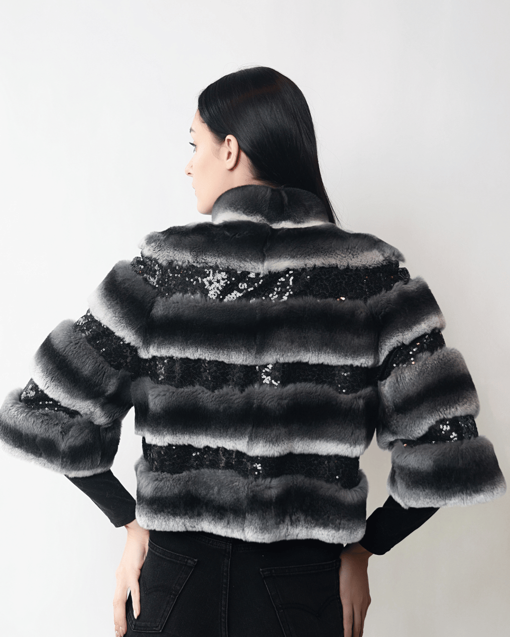 Black & White Bolero with Sequins