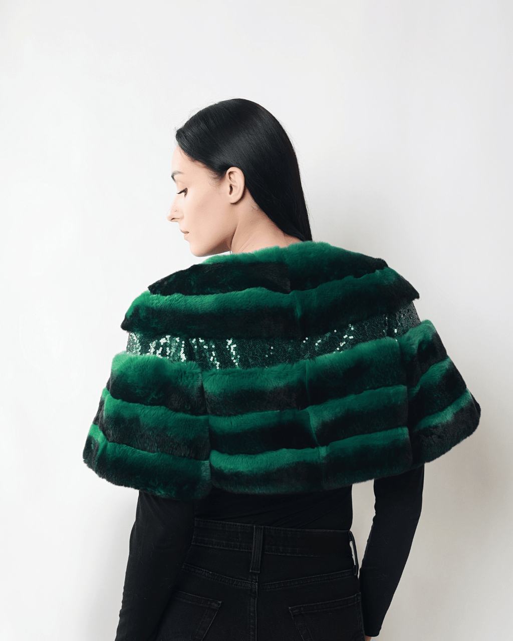 Emerald Green Short Bolero with Sequins
