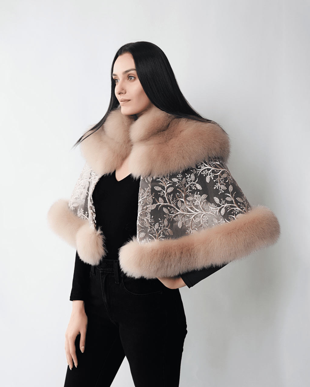 Beige Lace Cape