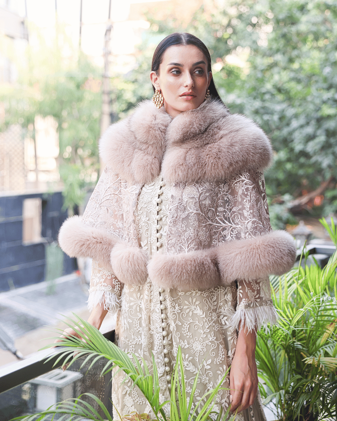 Beige Lace Cape
