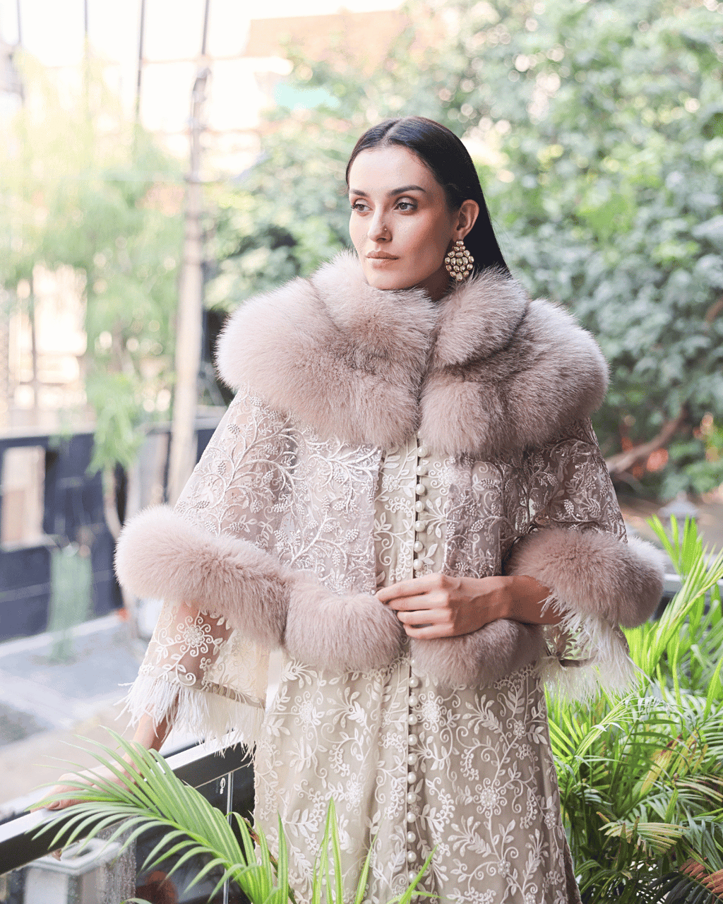 Beige Lace Cape