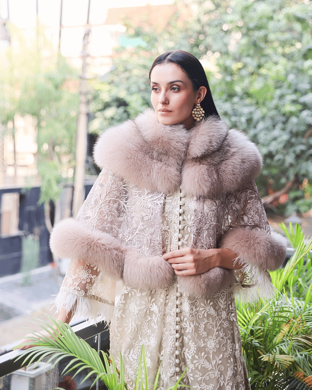 Beige Lace Cape