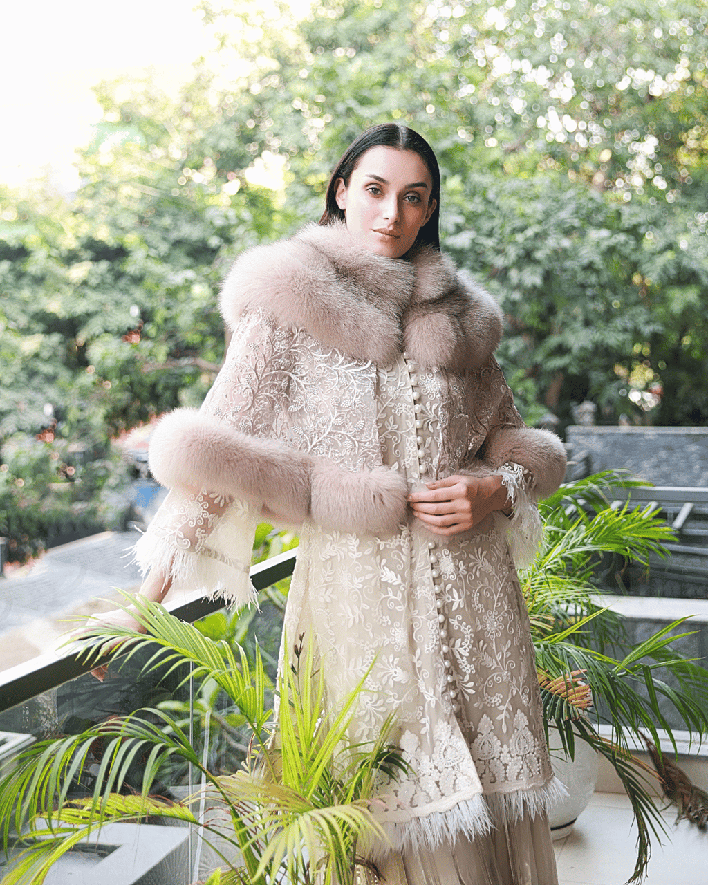 Beige Lace Cape