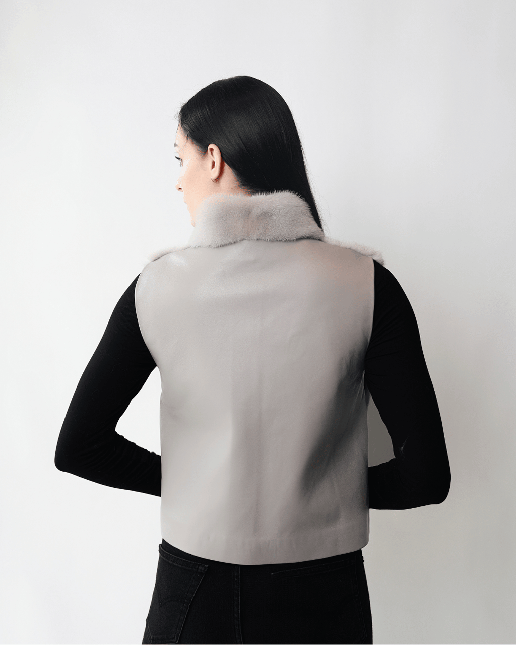 Grey Vest With Leather