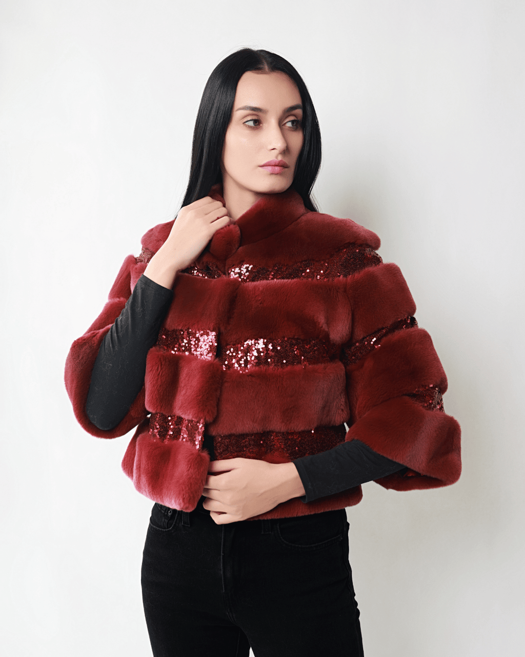 Burgendy Bolero with Sequins