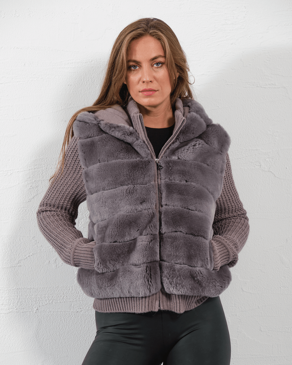 Steel Gray Knitwear Hooded