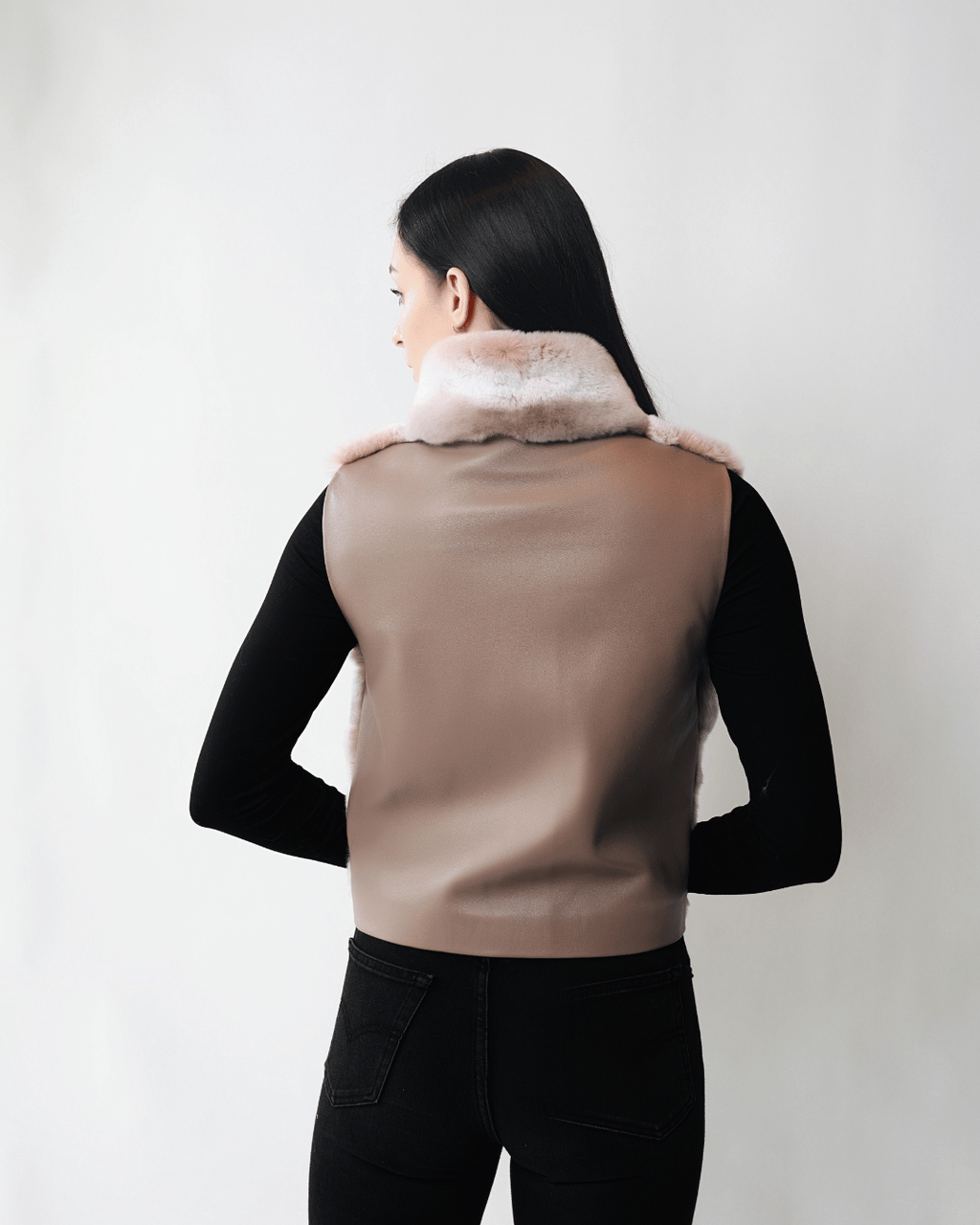 Beige Vest With Leather