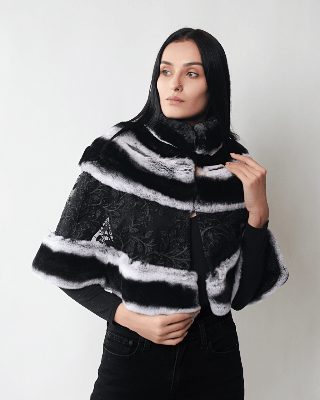 Grey Lace Cape