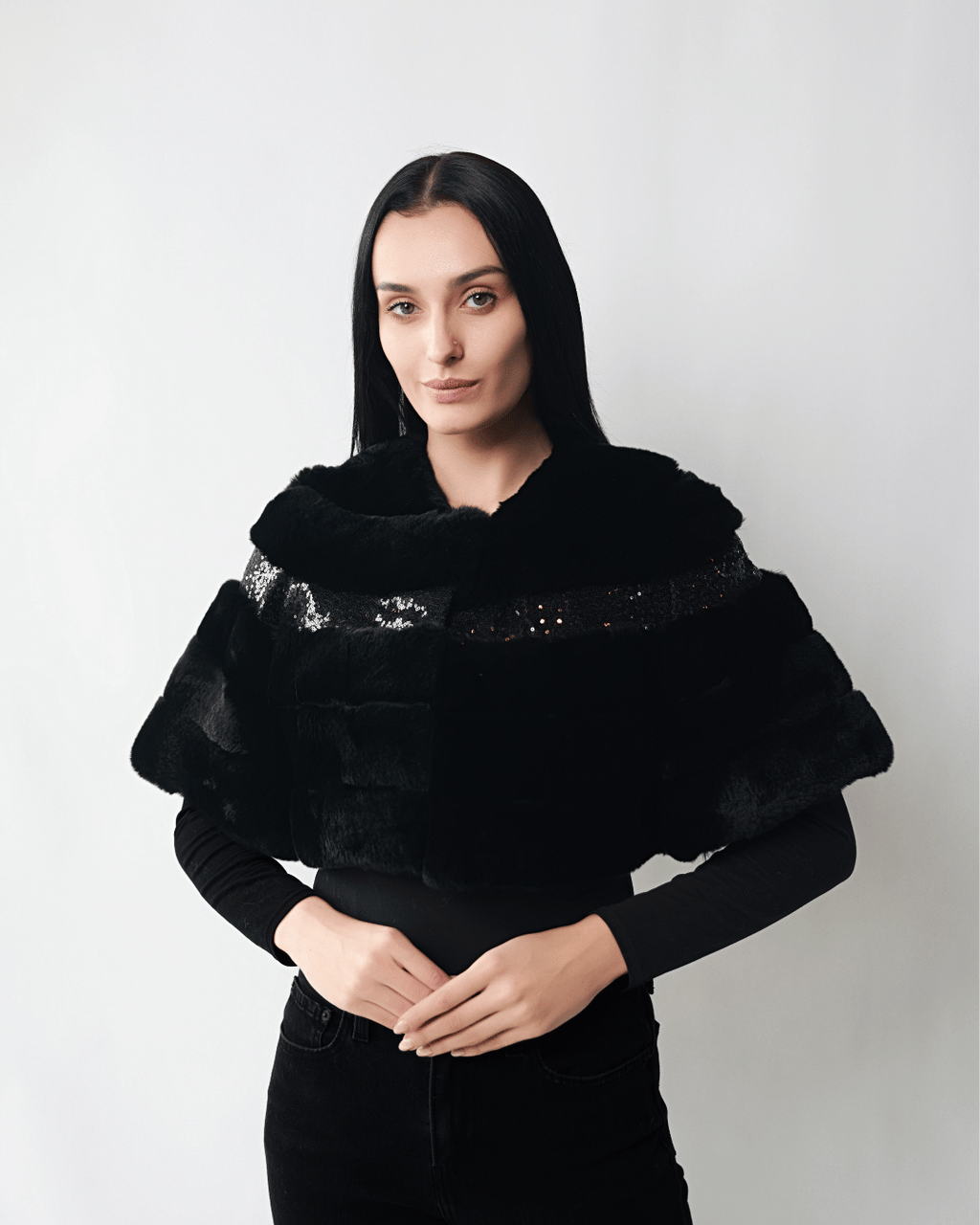 Black Short Bolero with Sequins