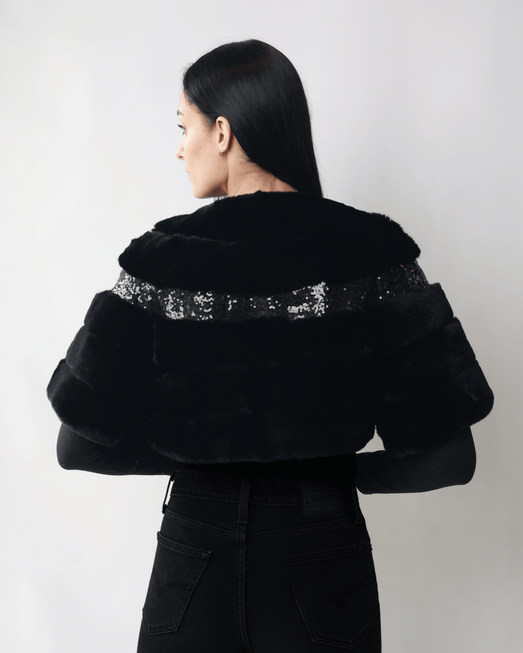 Black Short Bolero with Sequins